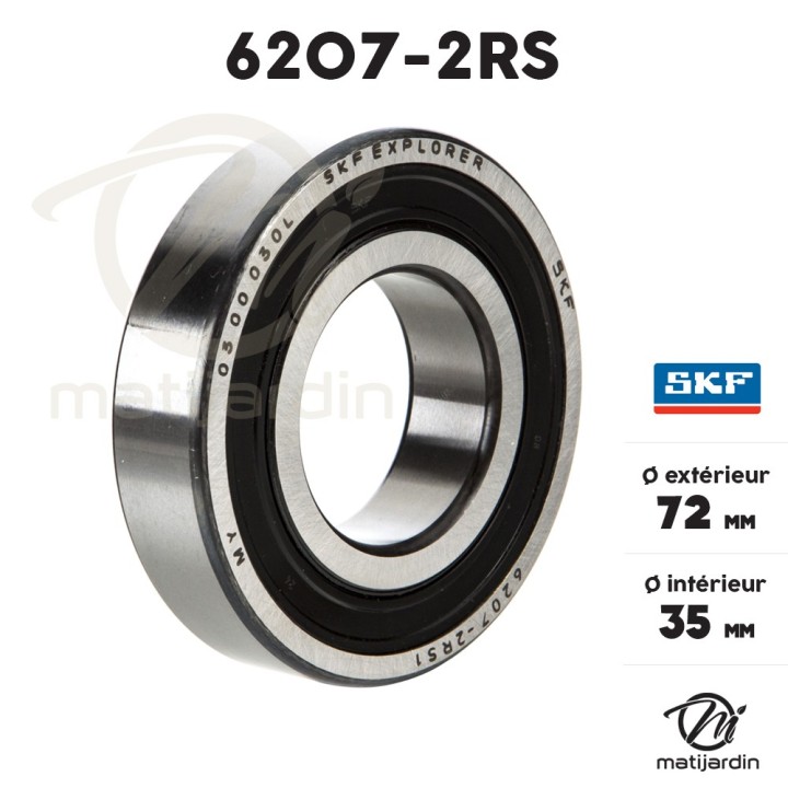 Roulement à billes 6207-2RS. Double étanchéité. Ø 72 mm. SKF