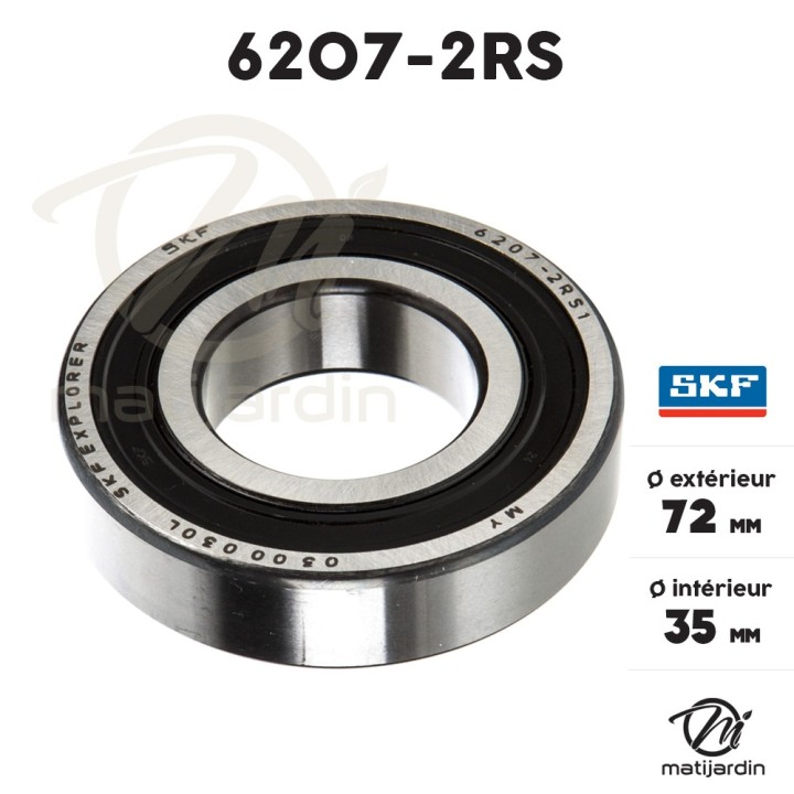 Roulement à billes 6207-2RS. Double étanchéité. Ø 72 mm. SKF