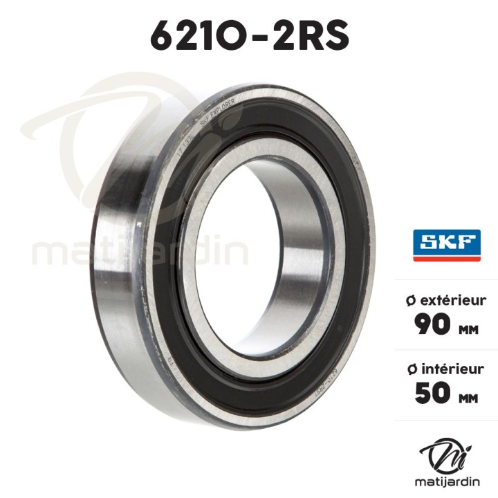 Roulement à billes 6210-2RS. Double étanchéité. Ø 90 mm. SKF