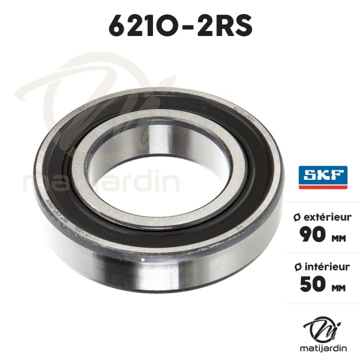 Roulement à billes 6210-2RS. Double étanchéité. Ø 90 mm. SKF