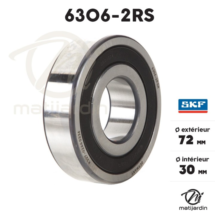 Roulement à billes 6306-2RS. Double étanchéité. Ø 72 mm. SKF