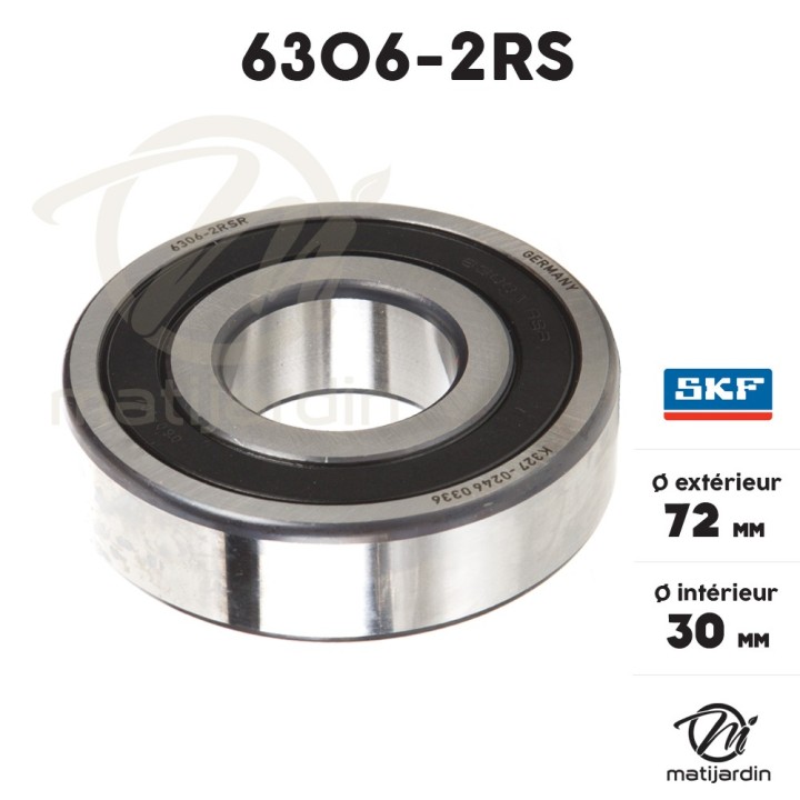 Roulement à billes 6306-2RS. Double étanchéité. Ø 72 mm. SKF