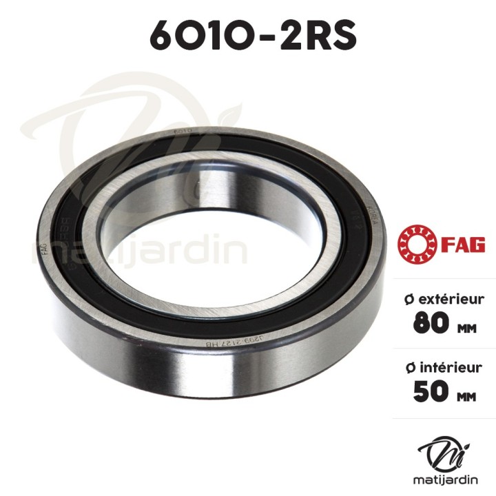 Roulement à billes 6010-2RS. Double étanchéité. Ø 80 mm. FAG