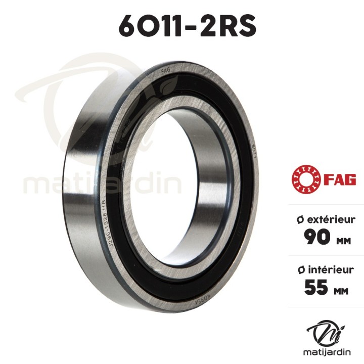 Roulement à billes 6011-2RS. Double étanchéité. Ø 90 mm. FAG