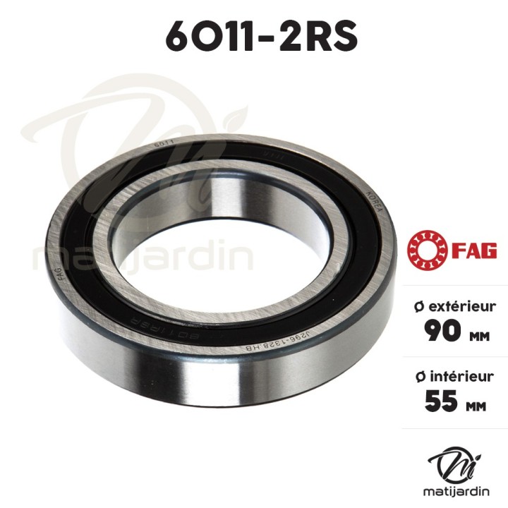 Roulement à billes 6011-2RS. Double étanchéité. Ø 90 mm. FAG