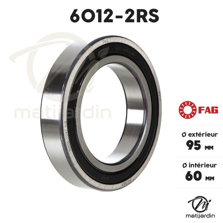 Roulement à billes 6012-2RS. Double étanchéité. Ø 95 mm. FAG