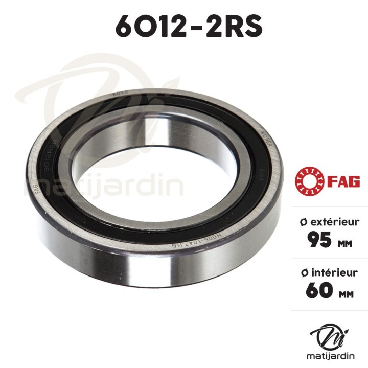 Roulement à billes 6012-2RS. Double étanchéité. Ø 95 mm. FAG