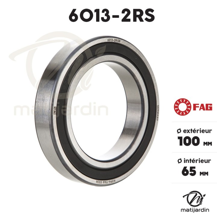 Roulement à billes 6013-2RS. Double étanchéité. Ø 100 mm. FAG