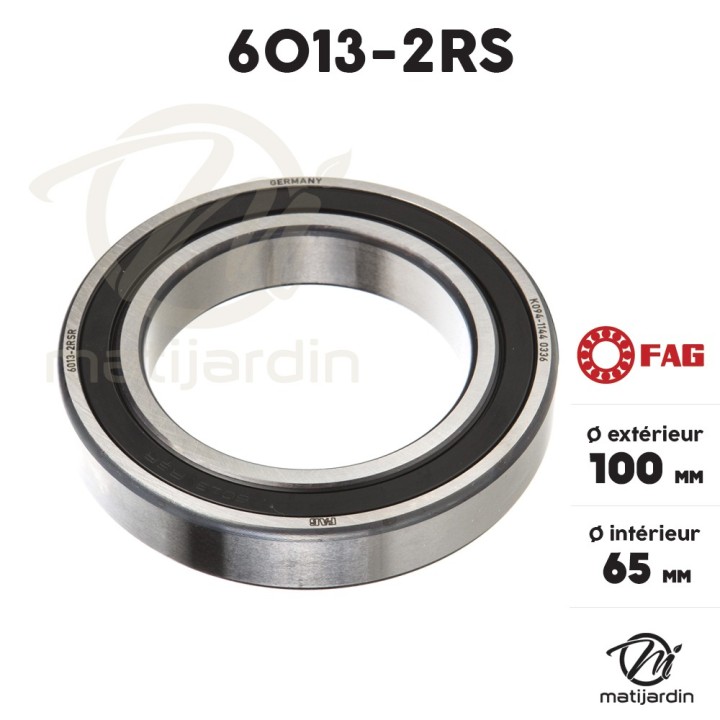 Roulement à billes 6013-2RS. Double étanchéité. Ø 100 mm. FAG