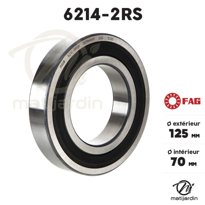 Roulement à billes 6214-2RS. Double étanchéité.  Ø 125 mm. FAG
