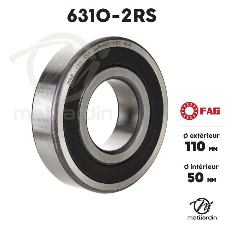 Roulement à billes 6310-2RS. Double étanchéité. Ø 110 mm. FAG