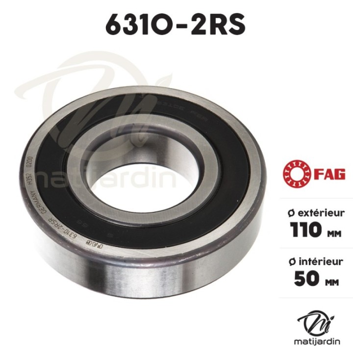 Roulement à billes 6310-2RS. Double étanchéité. Ø 110 mm. FAG