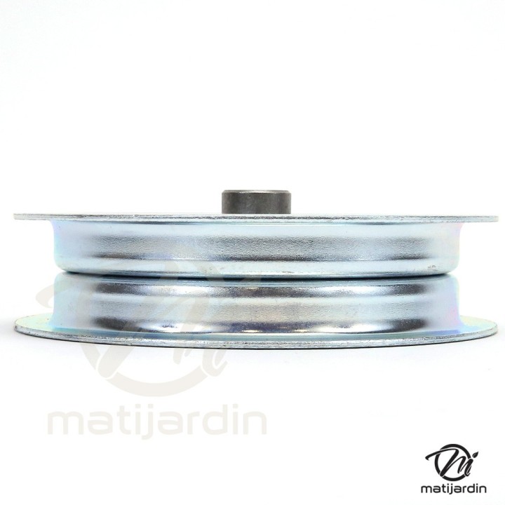 Poulie gorge plate acier avec roulement renforcé. Ø 127 mm. Diamètre rebord 150 mm