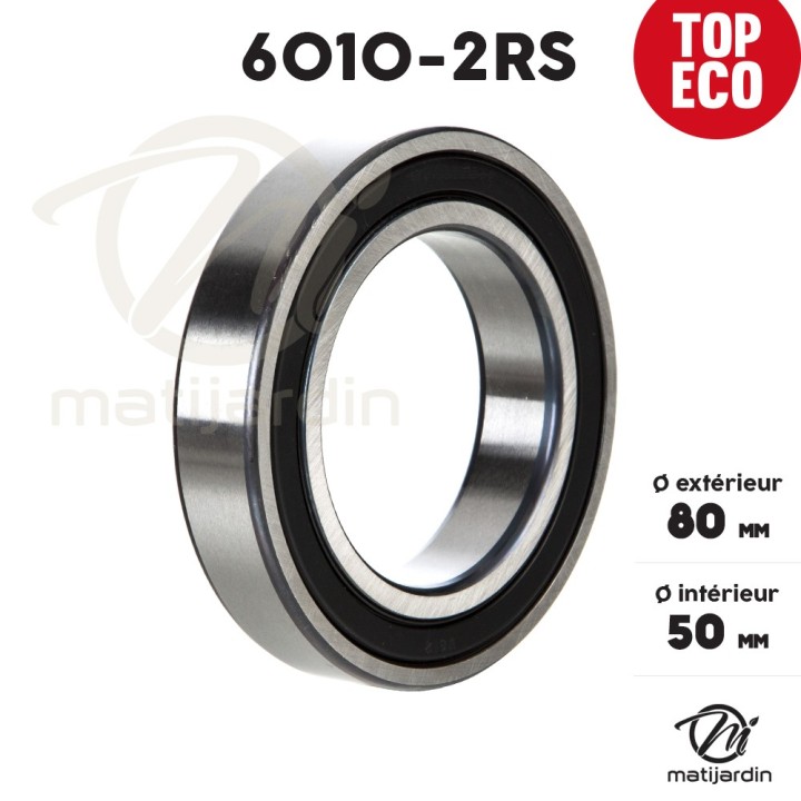 Roulement à billes 6010-2RS. Double étanchéité. Ø 80 mm. 1er Prix
