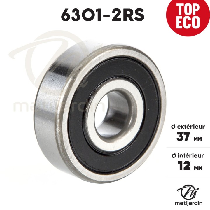 Roulement à billes 6301-2RS. Double étanchéité. Ø 37mm. 1er Prix