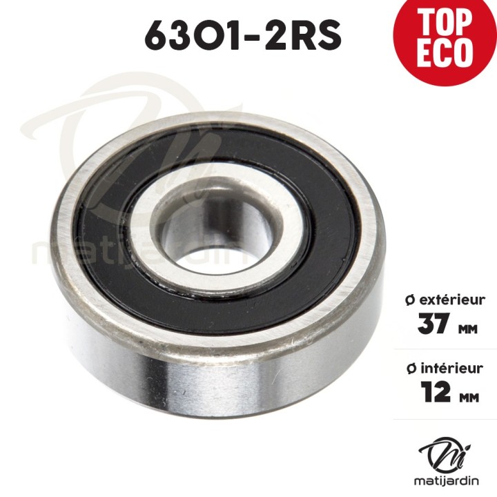 Roulement à billes 6301-2RS. Double étanchéité. Ø 37mm. 1er Prix