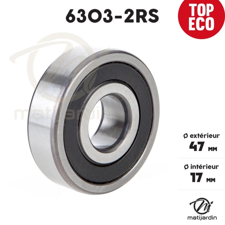 Roulement à billes 6303-2RS. Double étanchéité. Ø 47 mm . 1er Prix