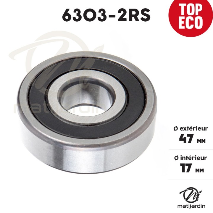 Roulement à billes 6303-2RS. Double étanchéité. Ø 47 mm . 1er Prix
