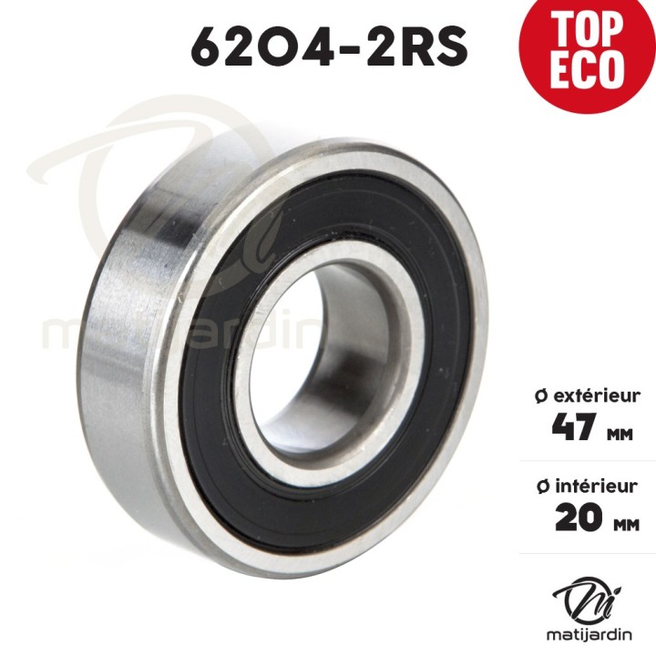 Roulement à billes 6204-2RS. Double étanchéité. Ø 47 mm. 1er Prix