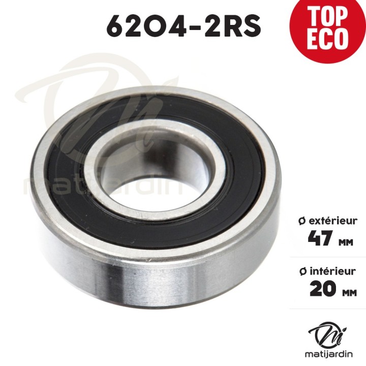 Roulement à billes 6204-2RS. Double étanchéité. Ø 47 mm. 1er Prix