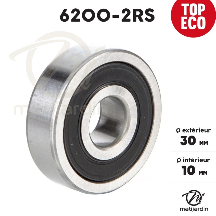 Roulement à billes 6200-2RS. Double étanchéité. Ø 30 mm. 1er Prix