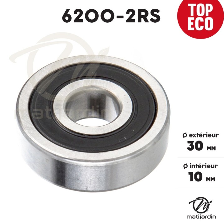 Roulement à billes 6200-2RS. Double étanchéité. Ø 30 mm. 1er Prix