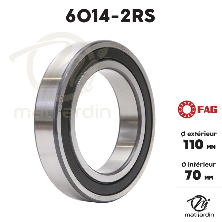 Roulement à billes 6014-2RS. Double étanchéité. Ø 110 mm. FAG