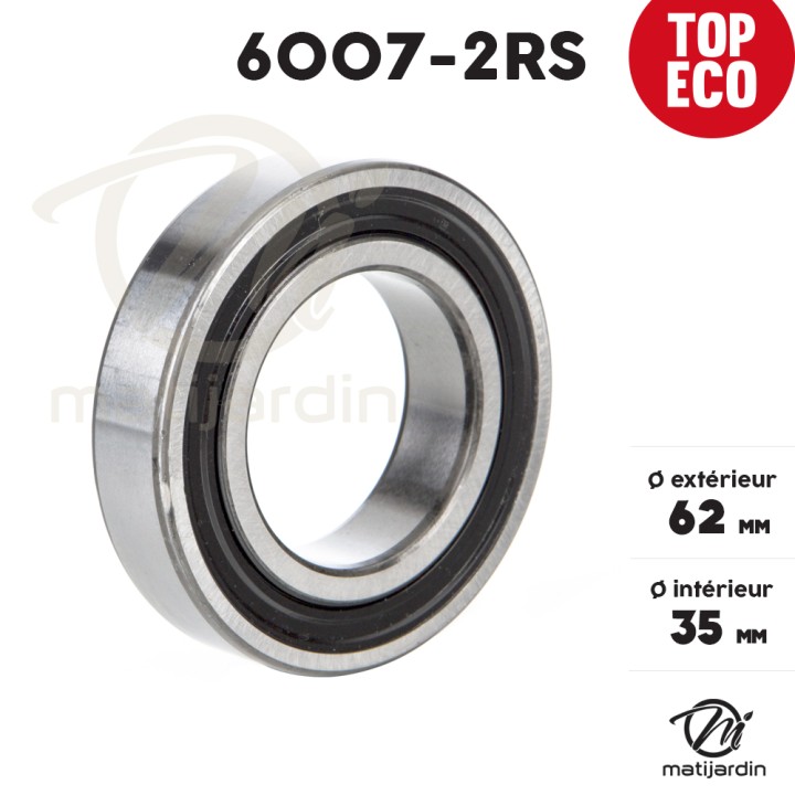 Roulement à billes 6007-2RS. Double étanchéité. Ø 62 mm. SKF