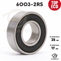 10 Roulements à Billes 6003-2RS – 17x35x10 Mm, Acier Carbone, Joints Caoutchouc, Pour Patins, Skate, Roller