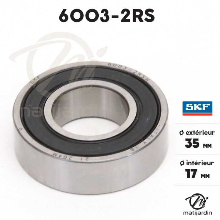 Roulement à billes 6003-2RS. Double étanchéité. Ø 35 mm.  SKF
