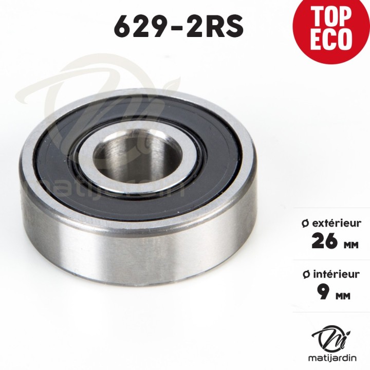 Roulement à billes 629-2RS. Double étanchéité. Ø  26 mm. 1er Prix