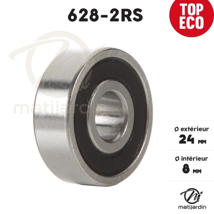 Roulement à billes 628-2RS. Double étanchéité. Ø 24 mm. 1er Prix