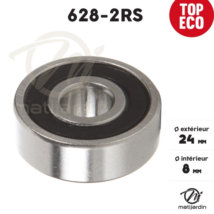 Roulement à billes 628-2RS. Double étanchéité. Ø 24 mm. 1er Prix