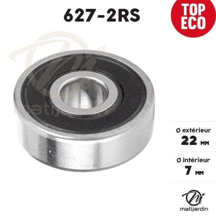 Roulement à billes 627-2RS. Double étanchéité. Ø 22 mm. 1er Prix