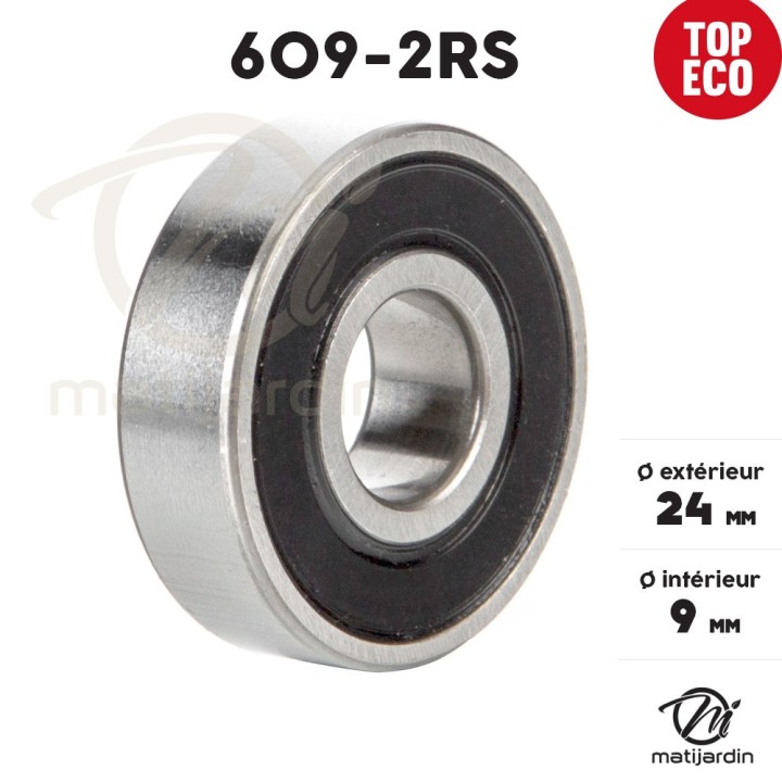 Roulement à billes 609-2RS. Double étanchéité. Ø 24 mm. 1er Prix