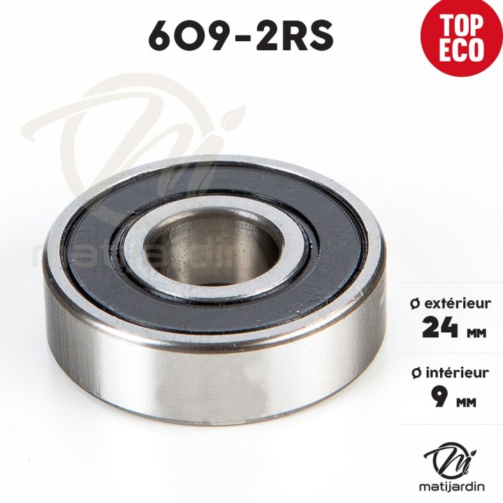 Roulement à billes 609-2RS. Double étanchéité. Ø 24 mm. 1er Prix