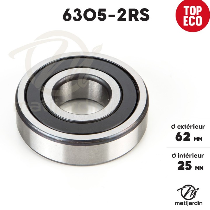 Roulement à billes 6305-2RS. Double étanchéité. Ø 62 mm. 1er Prix