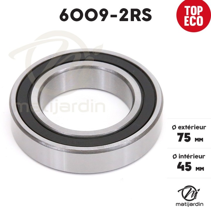 Roulement à billes 6009-2RS. Double étanchéité. Ø 75 mm. 1er Prix