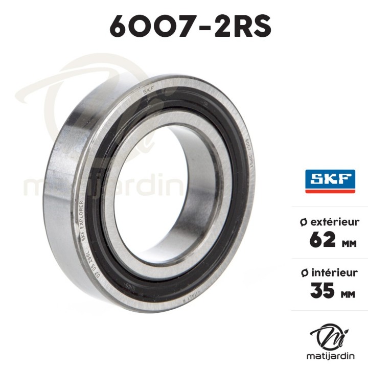 Roulement à billes 6007-2RS. Double étanchéité. Ø 62 mm. SKF