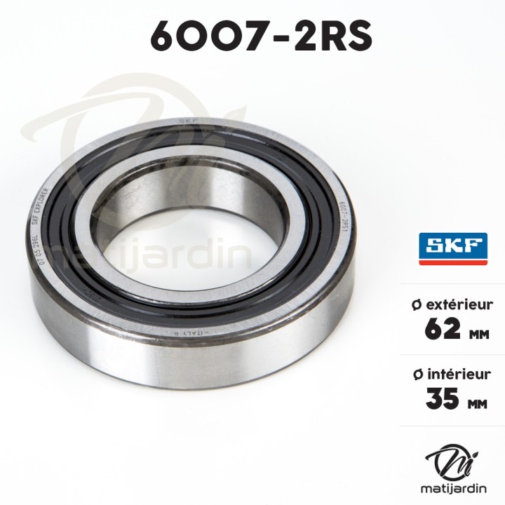 Roulement à billes 6007-2RS. Double étanchéité. Ø 62 mm. SKF