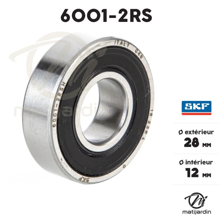 Roulement à billes 6001-2RS. Double étanchéité. Ø 28 mm. SKF