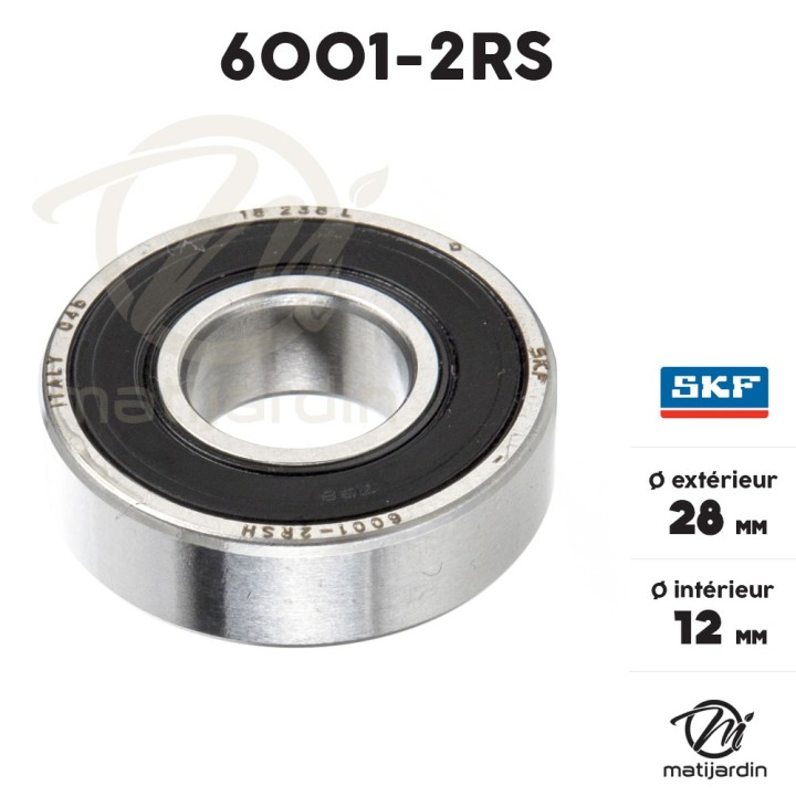 Roulement à billes 6001-2RS. Double étanchéité. Ø 28 mm. SKF