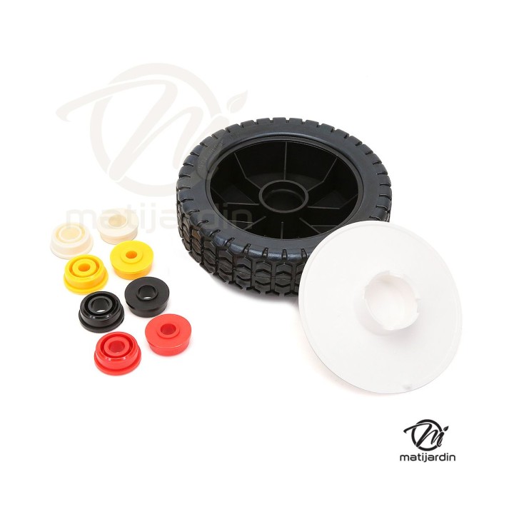 Roue de tondeuse universelle. Ø 150 mm. Livrée avec jeu de bagues