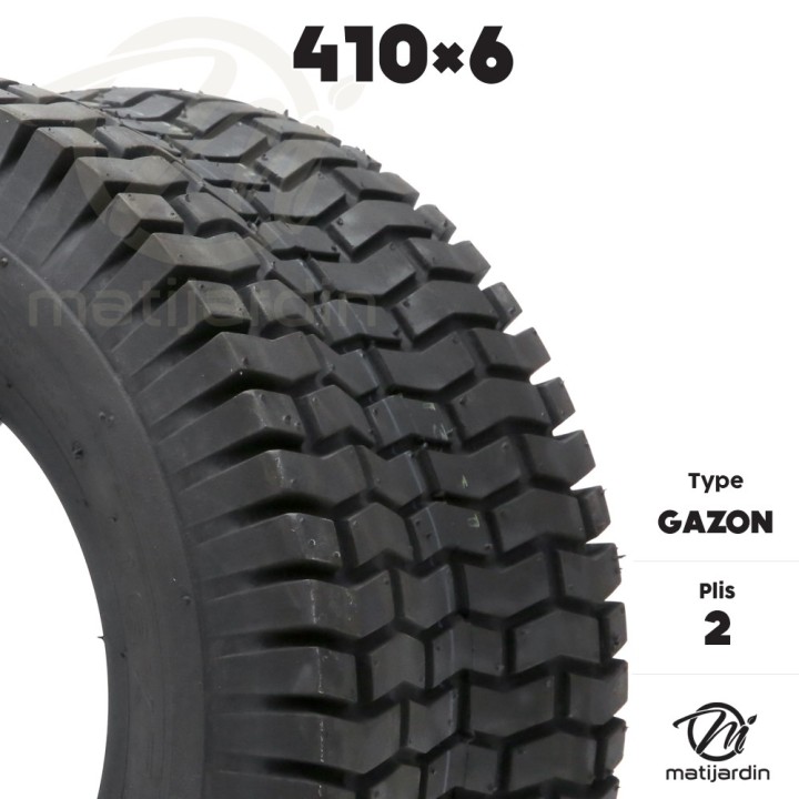 Pneu gazon. 410 x 6. 2 plis tubeless