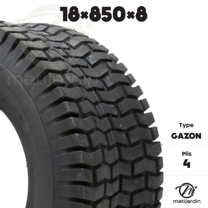 Pneu gazon. 18 x 850 x 8. 4 plis tubeless