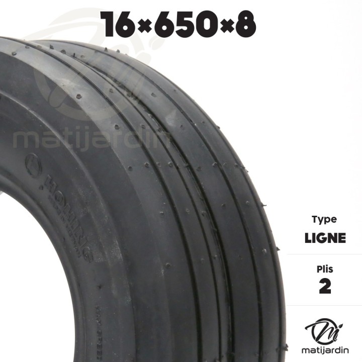 Pneu ligné. 16 x 650 x 8. 2 plis tubeless