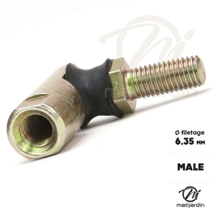 Rotule mâle de direction pour tondeuses autoportées. Filetage Ø 6,35 mm