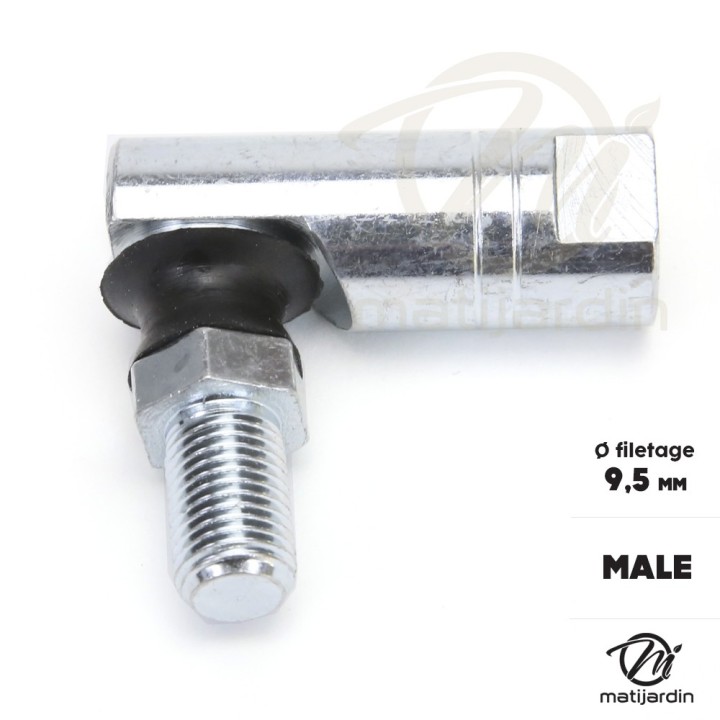 Rotule de direction pour tondeuses autoportées. Filetage mâle Ø 9,5 mm. Filetage femelle Ø 11,1 mm