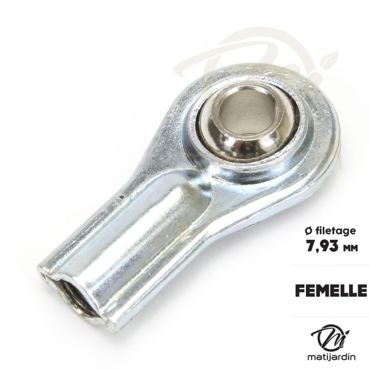 Rotule femelle de direction pour tondeuses autoportées. Filetage Ø 7,93 mm