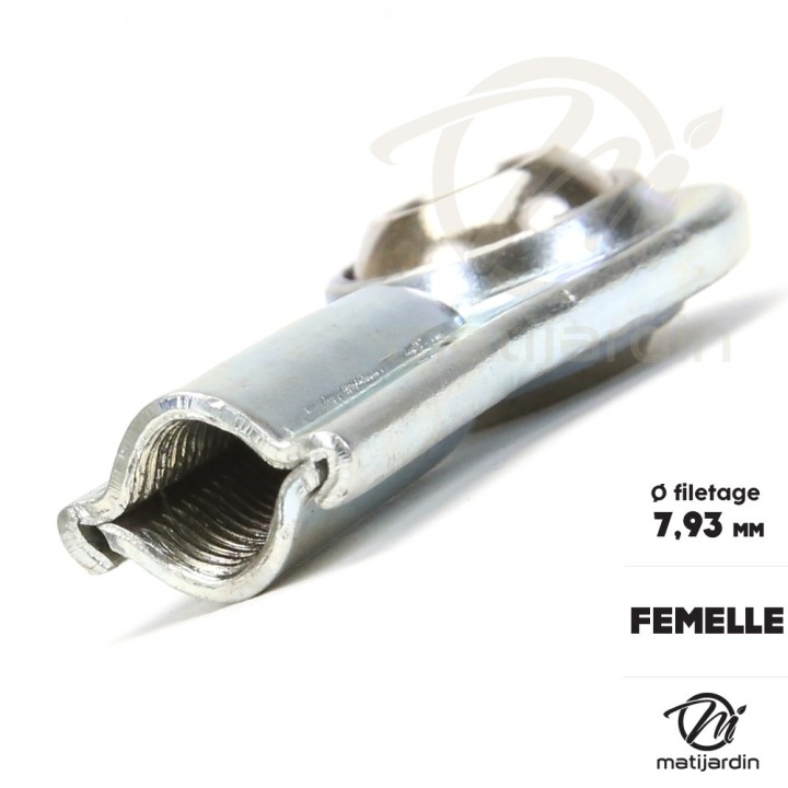 Rotule femelle de direction pour tondeuses autoportées. Filetage Ø 7,93 mm